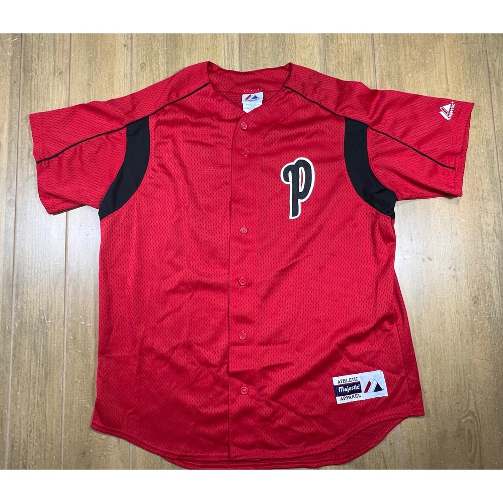 Majestic Philadelphia Phillies Red Mesh vintage Jersey‎ 18 Mens Lg USA Made